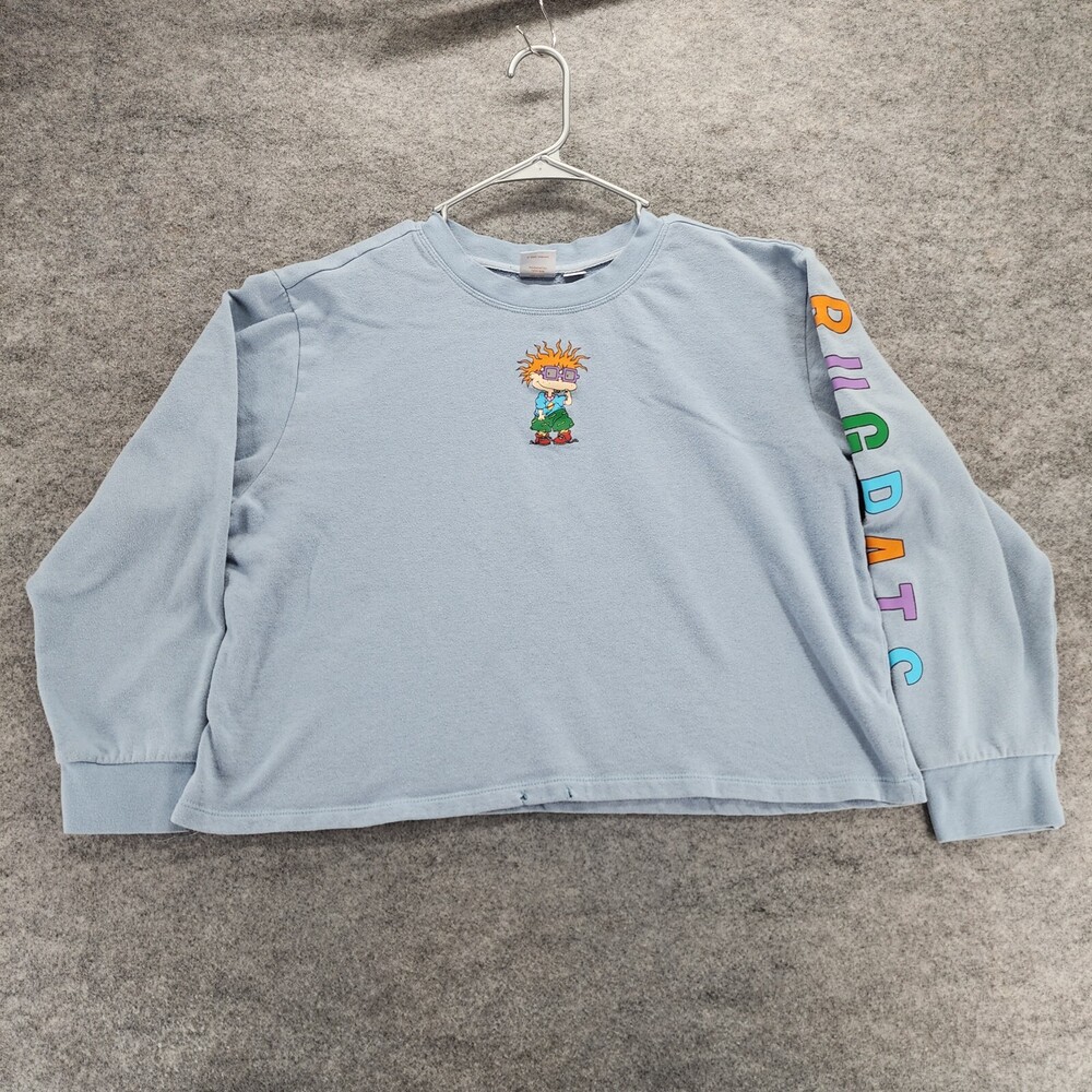 Rugrats Shirt Womens Juniors Large Long Sleeve Cropped Blue